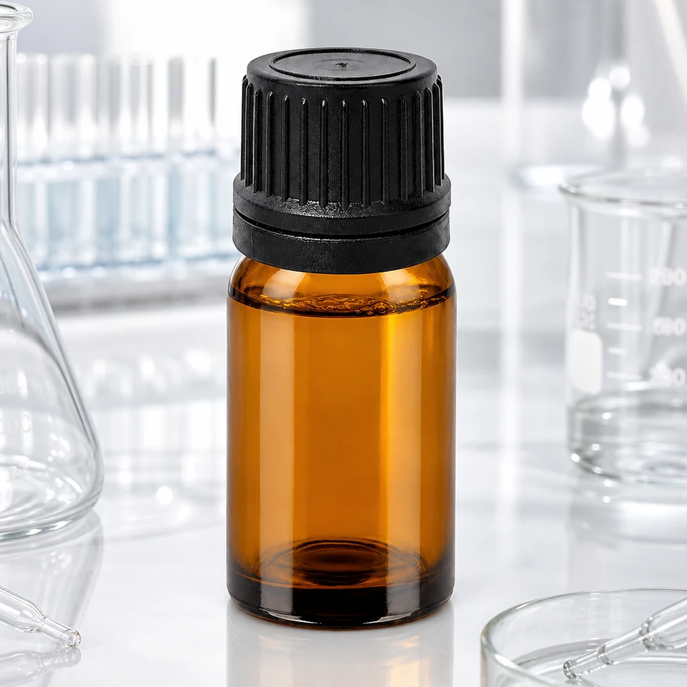 Flacone contagocce professionale da 10 ml in qualità di farmacista con vetro ambrato e coperchio nero