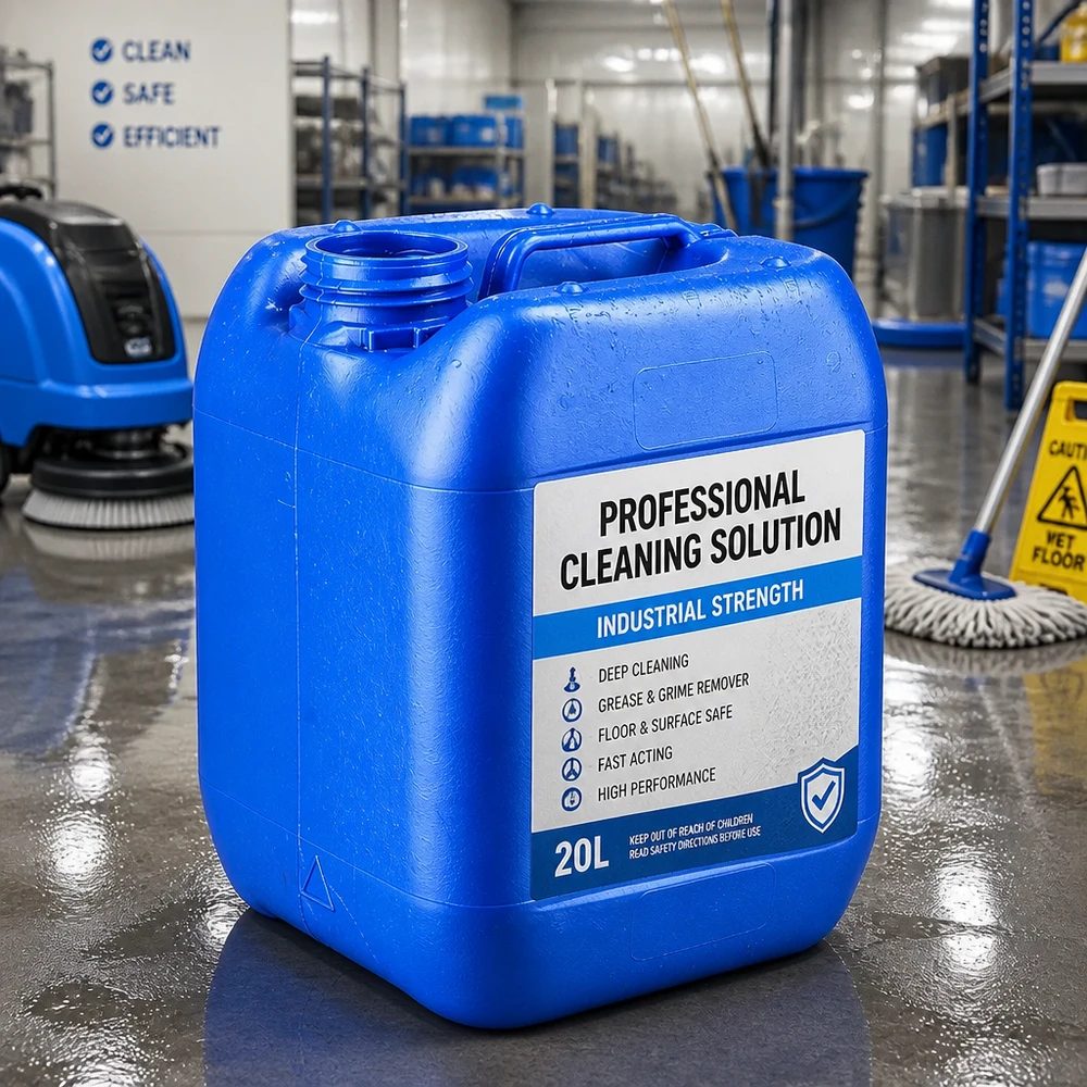 Bidon 5 litres bleu sans bouchon Bidon bleu vide de 5 litres sans bouchon, destiné aux produits d'entretien professionnels