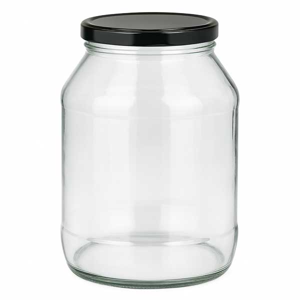 2650ml Verre rond avec couvercle BasicSeal noir UNiTWIST