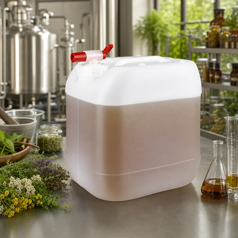 Stapelbarer PE-Kanister 15 Liter mit integriertem Auslaufhahn für Pharmazie Kosmetik und Naturkosmetik