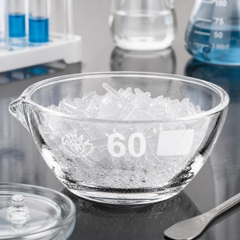 Capsule d’évaporation 45 ml en verre borosilicate, avec bec verseur Bol d'évaporation professionnel en borosilicate 45ml avec bec verseur ergonomique ø60mm