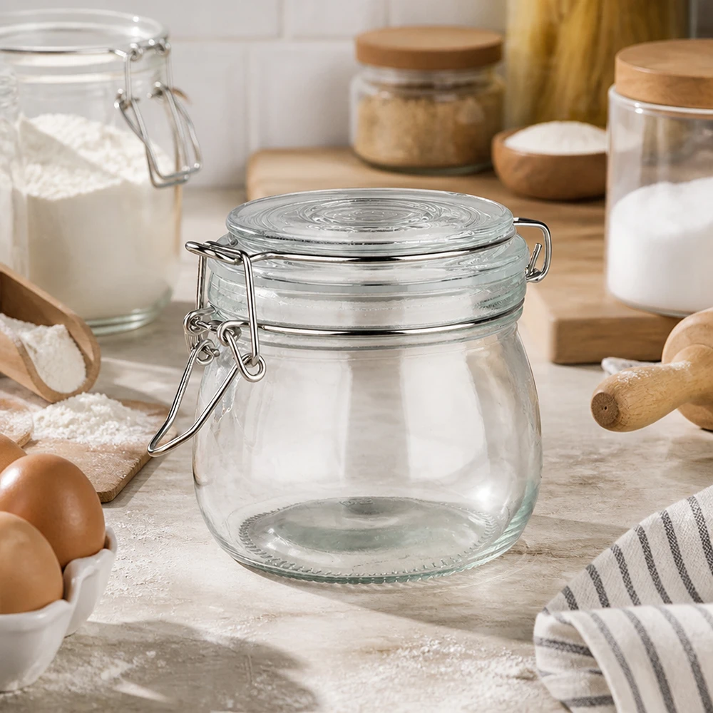 500ml Vorratsglas mit Silikonring und Bügelverschluss UNiTWIST Hygienisches 500ml Vorratsglas mit dichtem Bügelverschluss schützt vor Feuchtigkeit und Ungeziefer