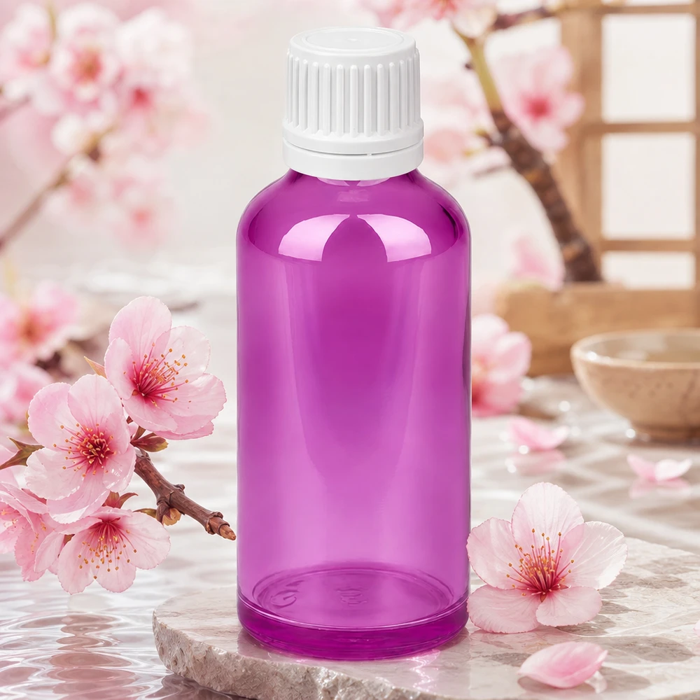 Bottiglia da 50ml tappo a vite 11mm bianco Originalità tappo a vite PurpleLine UT18/50 Flacone in vetro premium da 50 ml con filettatura DIN 18 in viola per uso professionale