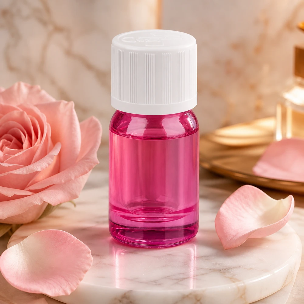 5ml Flasche 11mm Schraubverschluss weiß Standard Kindersicher PurpleLine UT18/5 Elegante 5ml Flasche in Purple-Line Optik mit weißem Sicherheitsverschluss für Beauty-Produkte