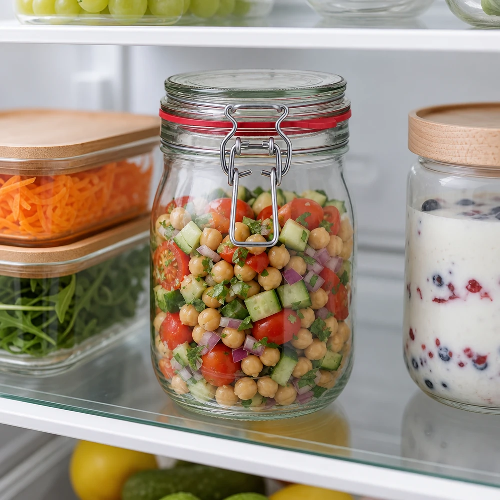 Bocal de conservation de 1 140 ml, type G, avec bouchon à clip UN.. Großvolumiges 1140ml Vorratsglas ideal für Familienhaushalte und Meal Prepping