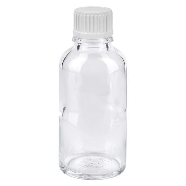 30ml Globuliflasche 3mm Giessring weiß Standardverschluss ClearLine UT18/30