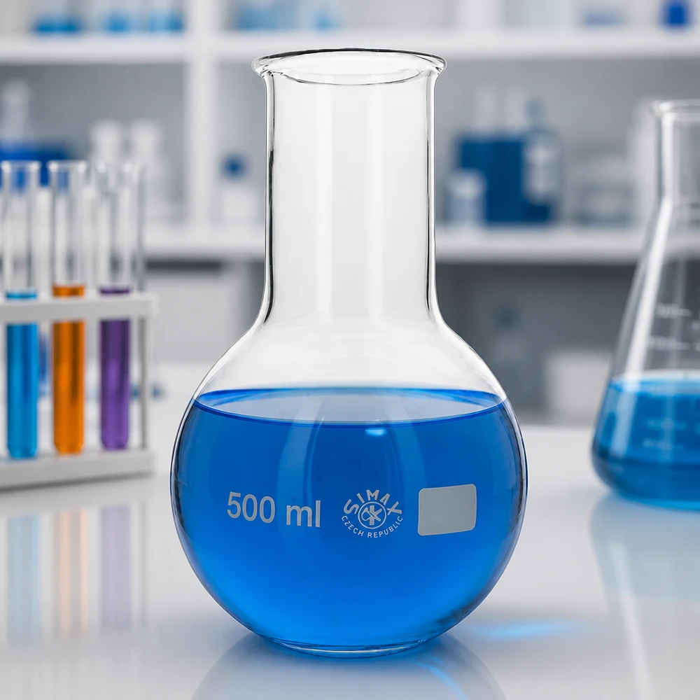 Stehkolben 500ml Weithals Glaskolben 500ml mit stabilem Stand und weiter Öffnung für Analytik