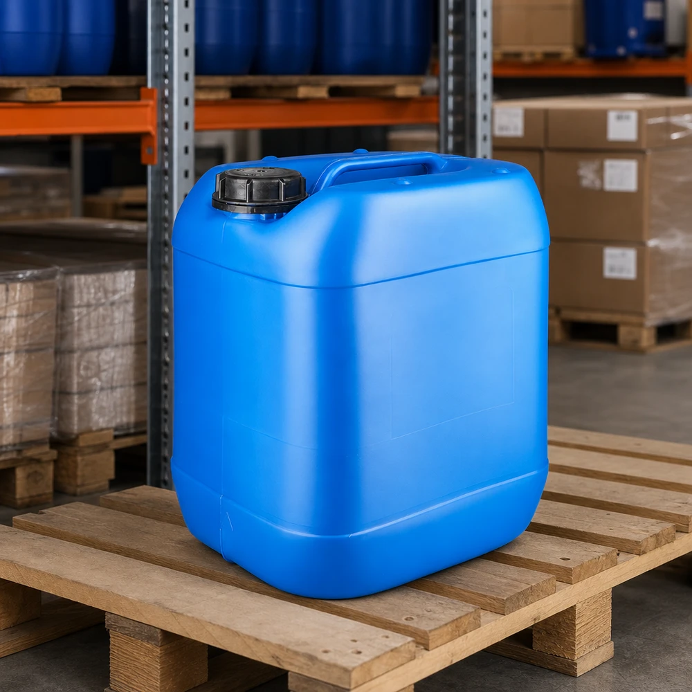 Kanister 20 Liter blau mit Schraubverschluss Originalitätsverschluss Lagerhaltung blauer 20 Liter Kanister mit Tragegriff und Schraubverschluss OV