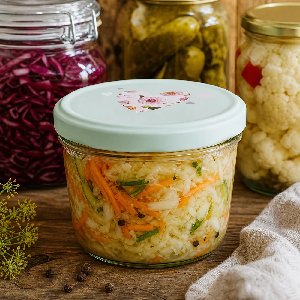 230ml Sturzglas + BasicSeal Deckel Herz mint UNiTWIST Eingelegtes Gemüse im 230ml Sturzglas mit mint Herz-Deckel, fermentierte Lebensmittel in Weckgläsern aufbewahren