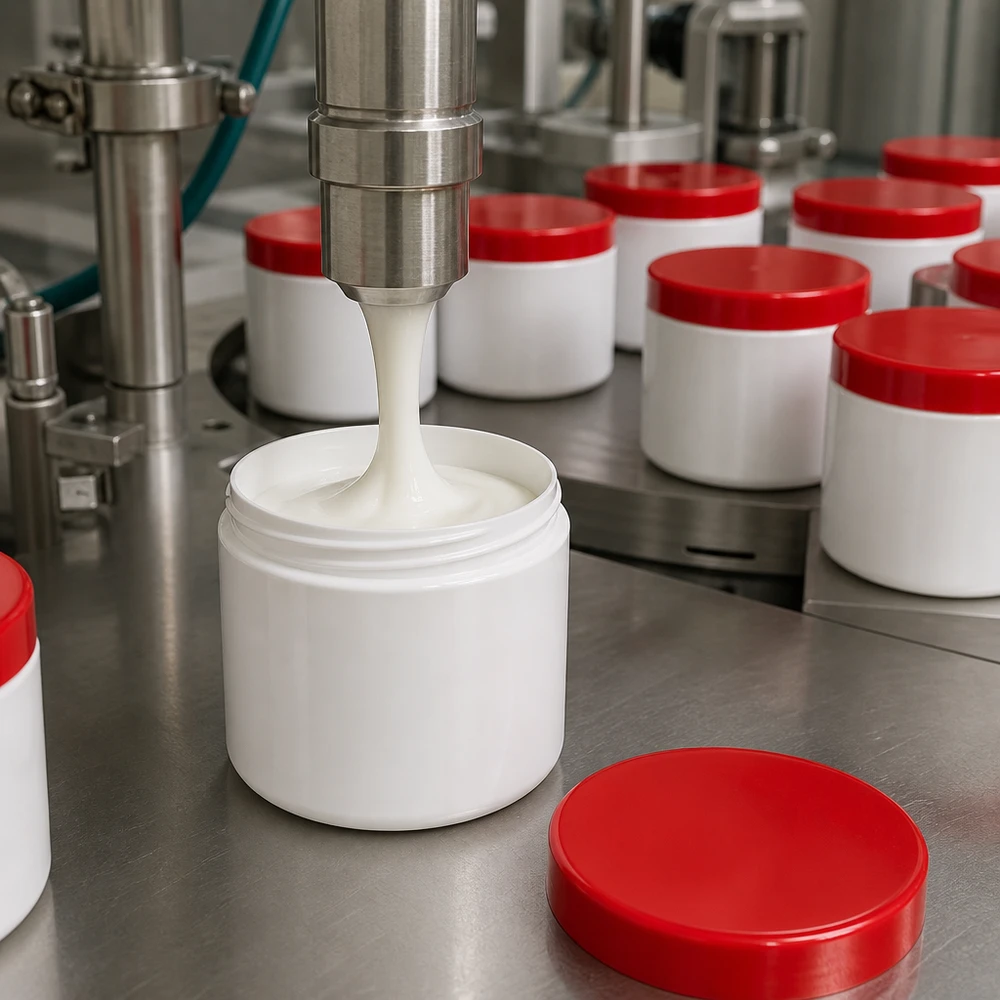 Pot à pommade à large goulot, 800 g, PP blanc et rouge, production en série, conditionnement de crèmes cosmétiques