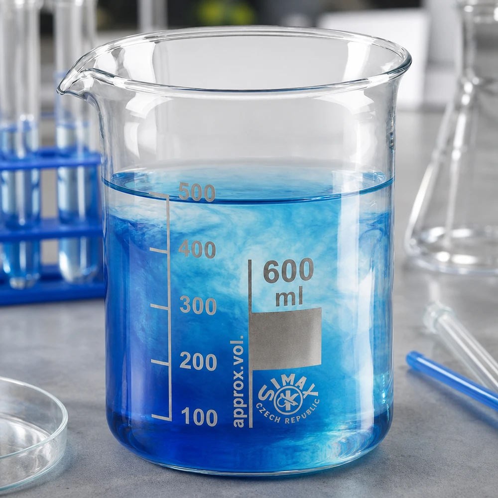 Bicchiere 600ml in vetro borosilicato, forma bassa Bicchiere resistente al calore 600ml a basso stampo in robusto vetro borosilicato per applicazioni di laboratorio