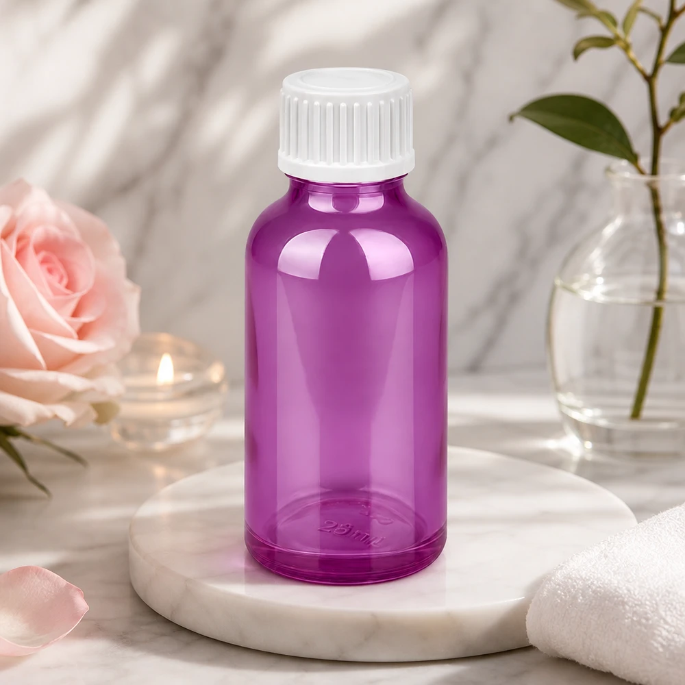 30ml Tropfflasche 0.9mm weiss Standard PurpleLine. UT18/30 Robuste 30ml Tropfflasche in Purple mit UV-Schutz für lichtempfindliche Substanzen