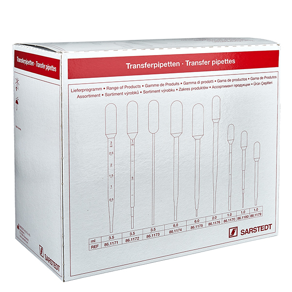 Pipetta di trasferimento, volume nominale: 3,5 ml, (LxL): 155 x 12,5 mm, Pipetta di trasferimento, volume nominale: 3,5 ml, (LxL): 155 x 12,5 mm,
