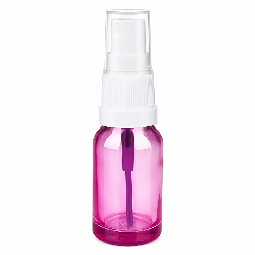 Flacone spray viola trasparente da 10 ml con pratico nebulizzatore per tonico viso