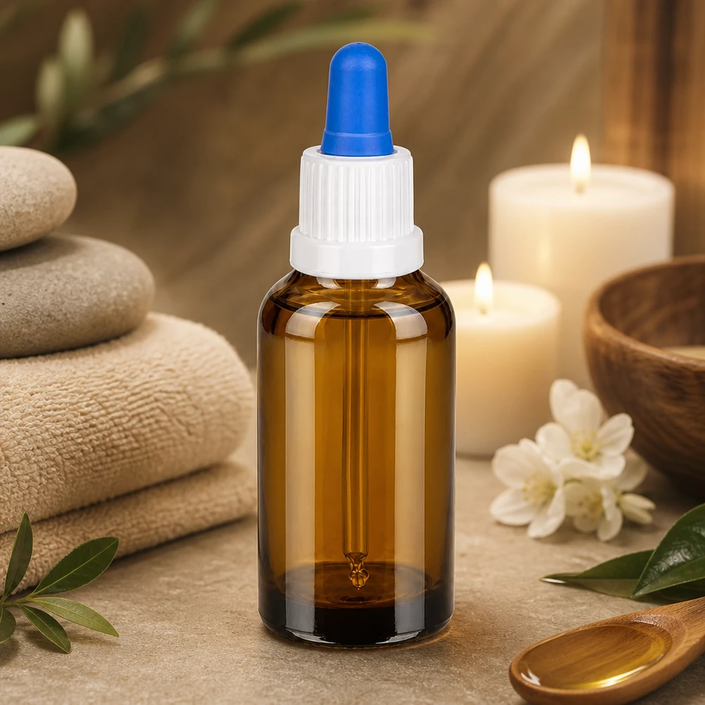 Bottiglia per pipette da 30 ml bianco/blu OV BrownLine UT18/30 Flacone da 30 ml per farmacia marrone con filo bianco UT18/30 per una conservazione sicura