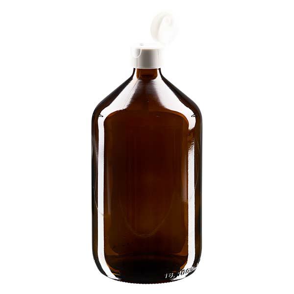 Bottiglia per medicinali da 1000ml marrone, con tappo a ribalta ApoGlas Bottiglia per medicinali da 1000ml marrone, con tappo a ribalta ApoGlas