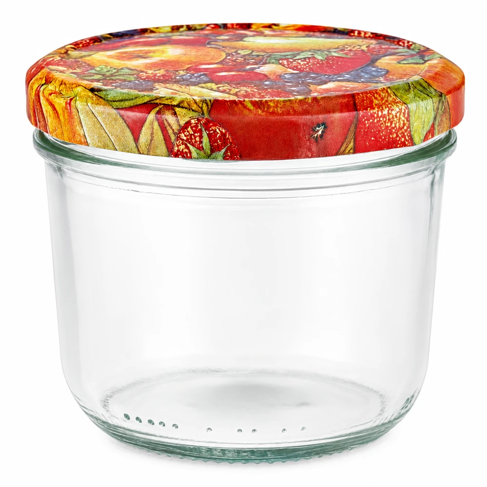 Vaso mason vuoto da 230 ml con coperchio colorato per frutta BasicSeal per marmellate e conserve