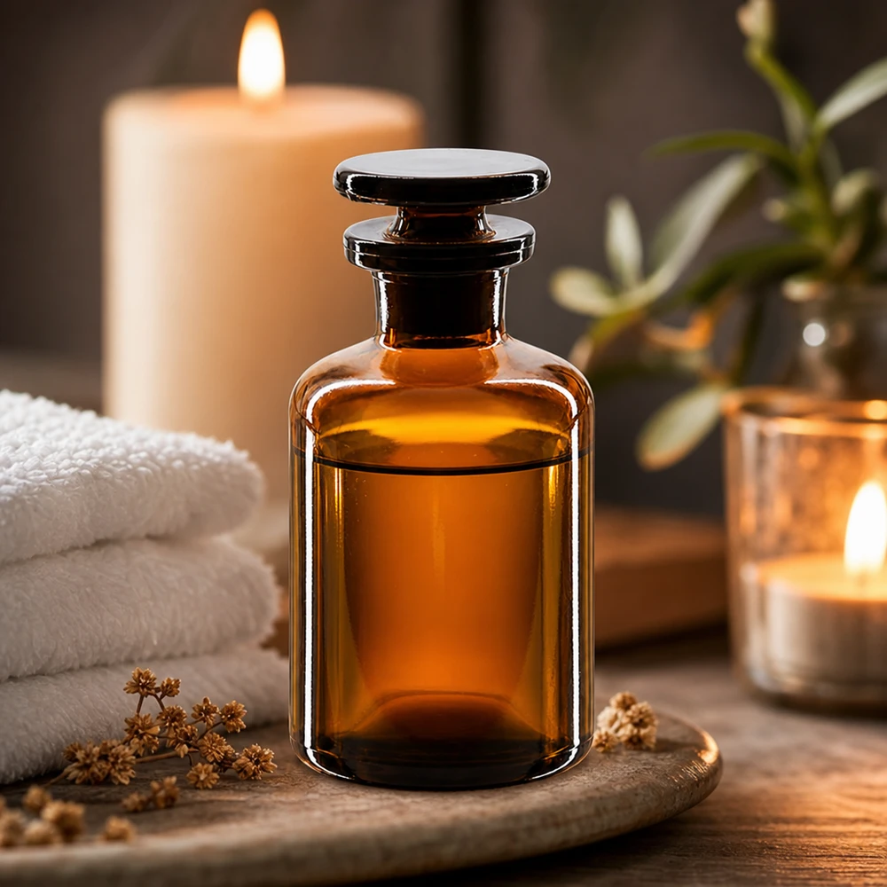 Bottiglia a spalla tonda 50ml marrone collo stretto in vetro con tappo Flacone a spalla arrotondata da 50 ml in vetro ambrato a collo stretto con tappo in vetro per profumi e oli profumati