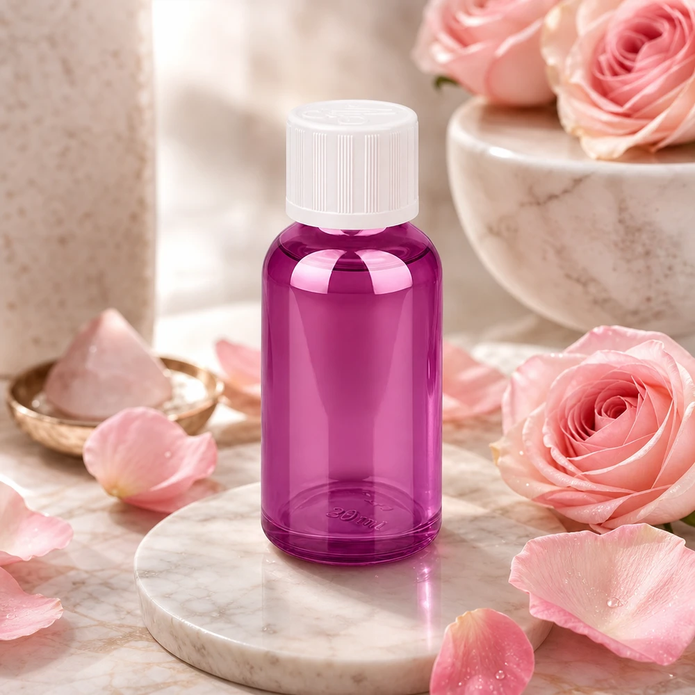 30ml Flasche 11mm Schraubverschluss weiß Standard Kindersicher PurpleLine UT18/30 30ml Violettglas mit glattem Runddesign und ergonomischem Verschluss für einfache Handhabung