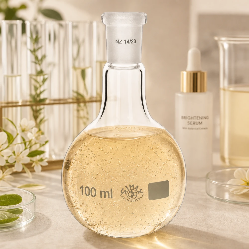 Pallone da laboratorio da 100 ml con soluzione gialla e standard di precisione rettificato sistema di giunzione 14/23