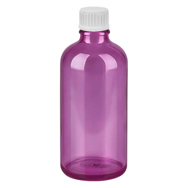 100ml (Globuli)Flasche 3mm Giessring weiß Standard PurpleLine. UT18/100