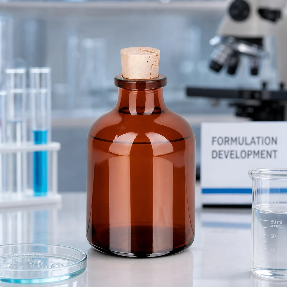 Flasche Braunglas 50ml mit Korken 11/14mm Kompakte Braunglasflasche mit Korken 14mm Höhe für pharmazeutische Anwendungen