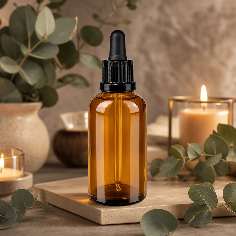 Bouteille à pipette de 50ml en verre brun OV BrownLine UT18/50 de haute qualité pour l'aromathérapie
