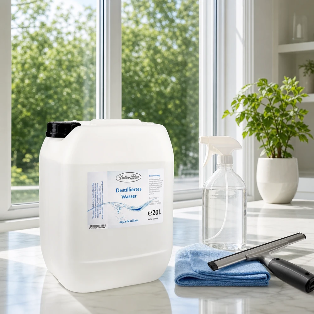 Destilliertes Wasser 20L Doktor-Klaus 20L destilliertes Wasser Doktor-Klaus mit blauem Etikett und Qualitätssiegel