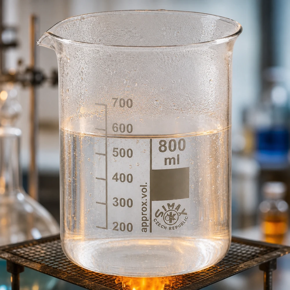 Bicchiere 800ml in vetro borosilicato, forma bassa Bicchiere in vetro borosilicato da 800 ml, resistente al calore, con scala e beccuccio per un lavoro di laboratorio sicuro