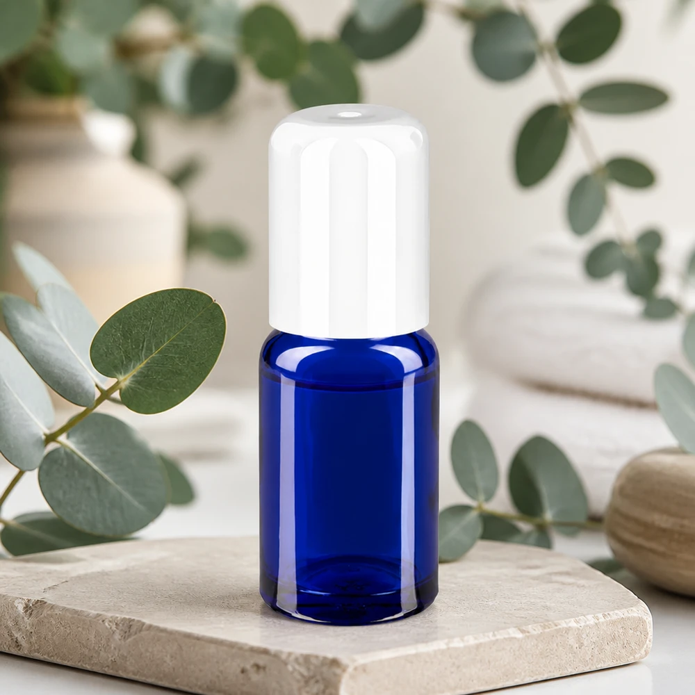 10ml Roll-On Flasche weiß Standardverschluss BlueLine UT18/10 Professionelle 10ml Roll-On Flasche in Apothekenqualität für Aromatherapie und Wellness