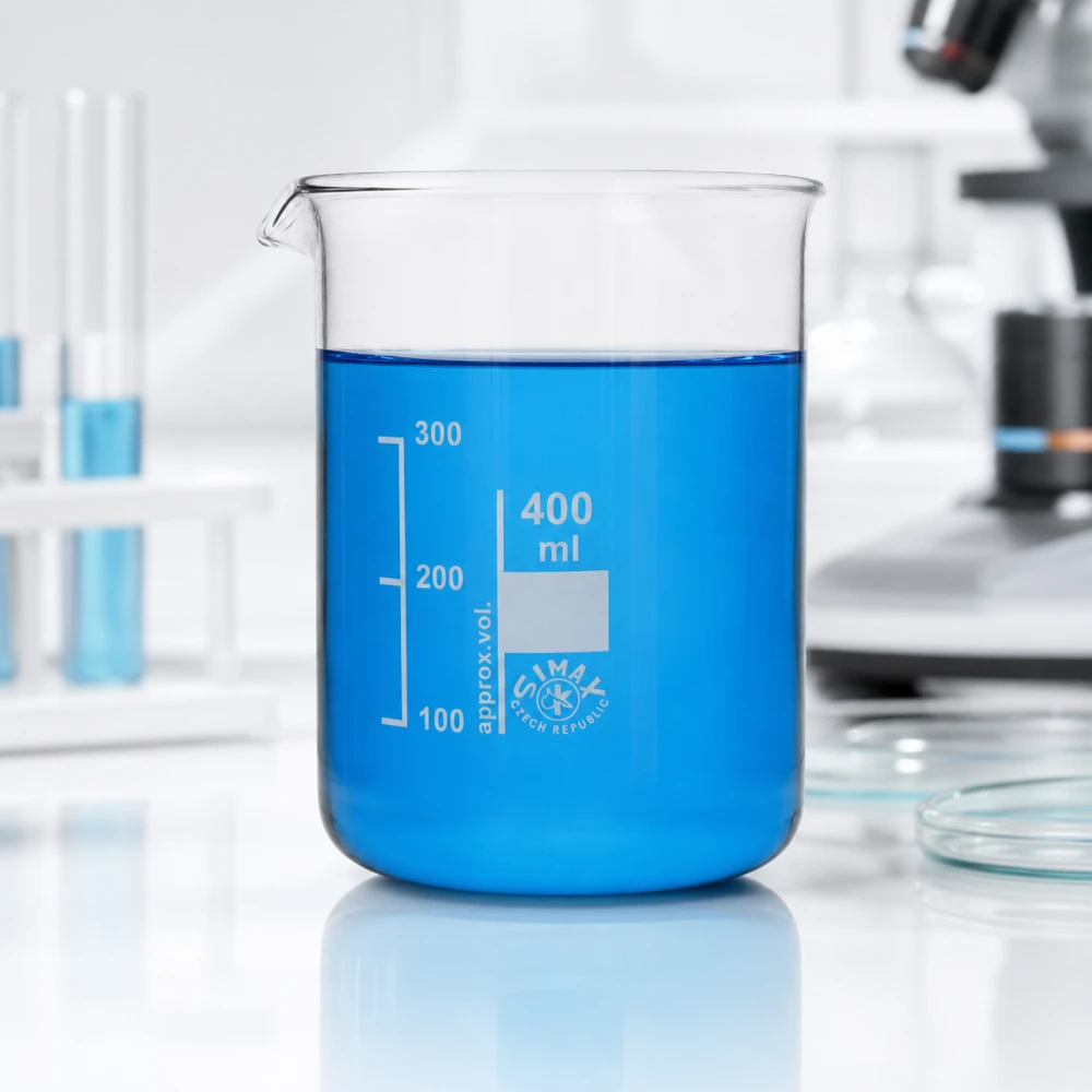 Bicchiere robusto in vetro borosilicato da 400 ml con graduazione chiara per esperimenti chimici