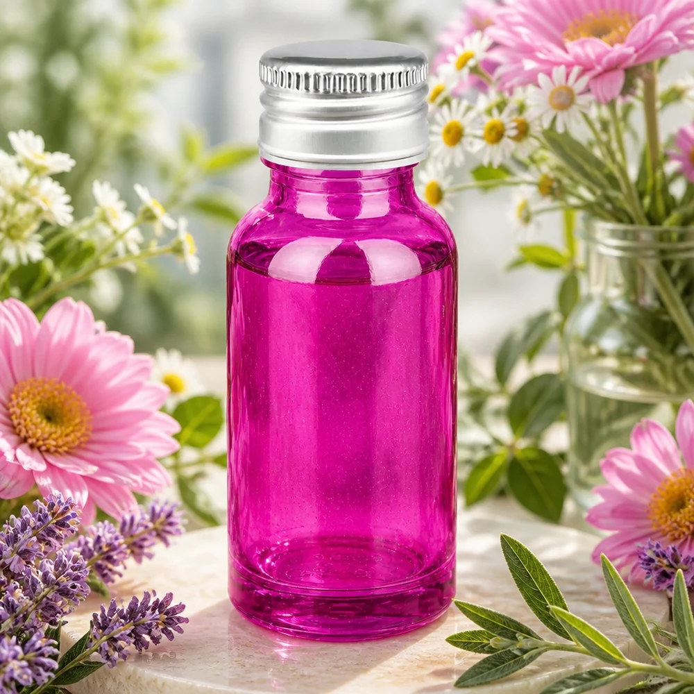 20ml Flasche 11mm Schraubverschluss Alu-Silberer Standard PurpleLine.UT18/20 Dekorative 20ml Glasflasche Purple mit glänzendem Finish und hochwertigem Silberverschluss