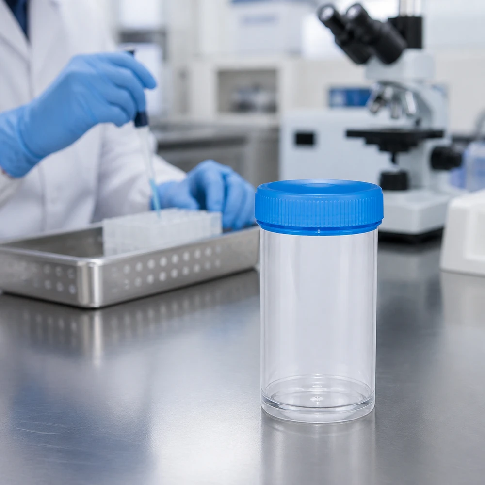 Récipient médical jetable de 50 ml en plastique sans BPA, destiné aux échantillons tissulaires et à la pathologie