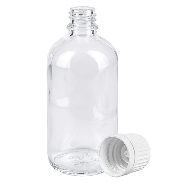 Bottiglia da 100ml 11mm SV bianco OV ClearLine UT18/100 Bottiglia da 100ml 11mm SV bianco OV ClearLine UT18/100