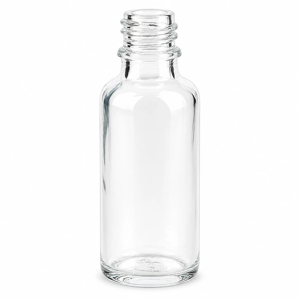 Klarglas Flasche 30ml DIN 18 Kompakte 30ml Glasflasche ApoGlas in klassischer Apothekerform für präzise Dosierung