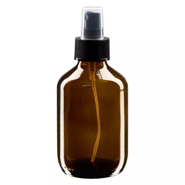 Flacon médical norme européenne de 200 ml avec spray noir GCMI 28/410 et couvercle transparent, standard