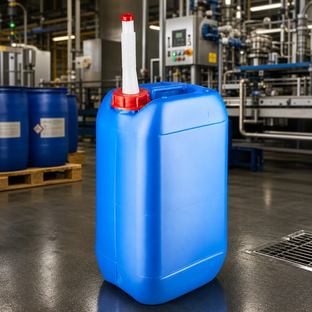 Kanister 15 Liter blau mit Auslaufrohr Flex Stapelbarer Flüssigkeitskanister 15 Liter blau mit Ausgießhilfe für sichere Dosierung