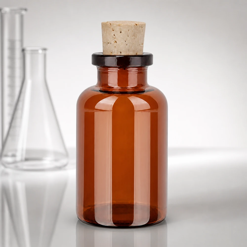 Flasche Braunglas 20ml mit Korken 11/14mm Kleine Braunglasflasche zylindrisch 20ml mit Korken für Proben und Reagenzien