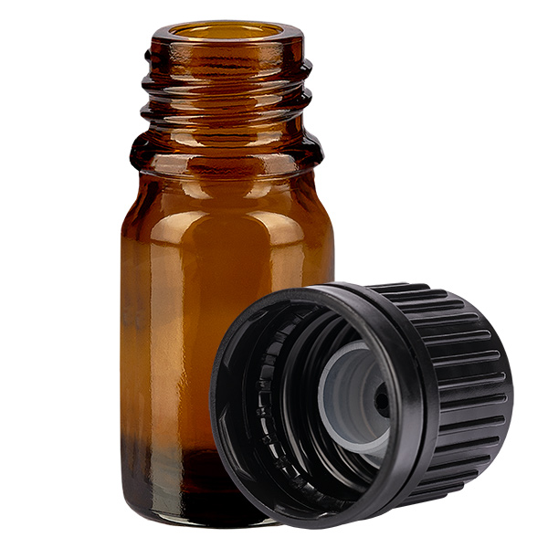 5ml Globuliflasche 3mm Giessring schwarz Originalitätsverschluss BrownLine UT18/5