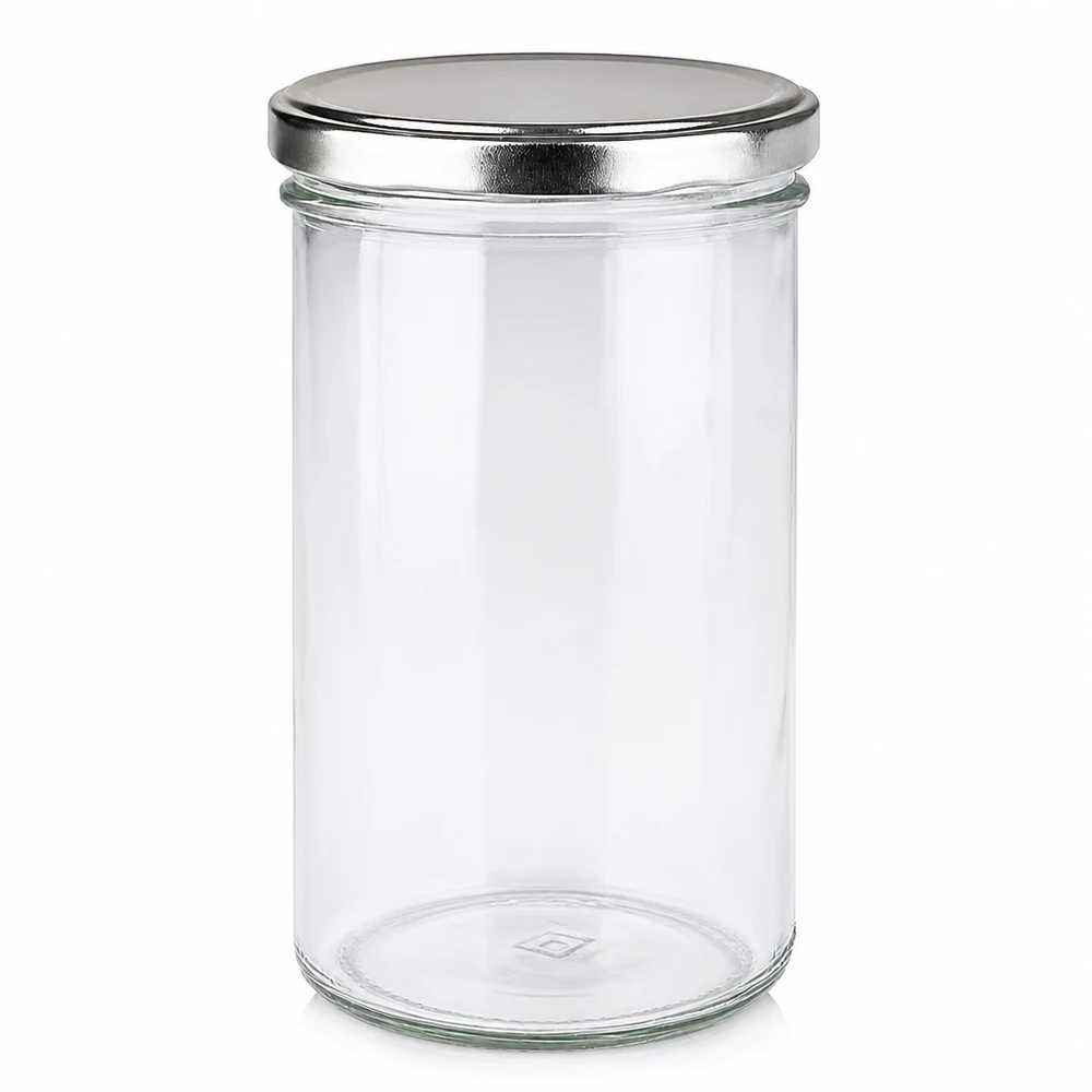 277ml Sturzglas mit BasicSeal Deckel silber UNiTWIST 277ml Sturzglas mit silbernem BasicSeal Deckel leer auf weißem Hintergrund Einmachglas Vorratsglas