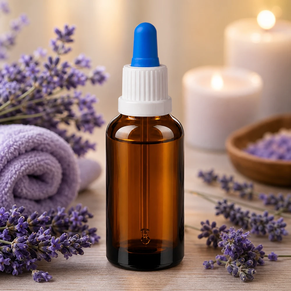 Bottiglia per pipette da 30 ml bianco/blu OV BrownLine UT18/30 Flacone in vetro premium da 30 ml con contagocce - protegge gli ingredienti dai raggi UV e dall'ossidazione