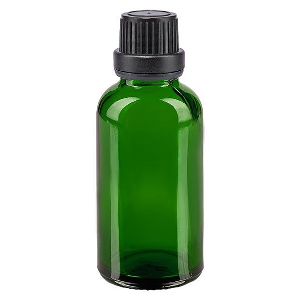 Flacone contagocce verde da 30ml OV nero/2mm ApoGlas Flacone contagocce verde da 30ml OV nero/2mm ApoGlas
