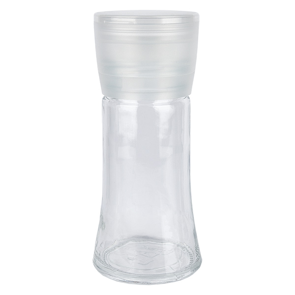 Salz-/Gewürzglas 95ml mit Mühle (grob) weiß