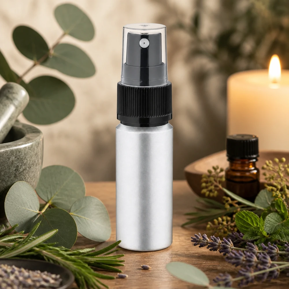 20ml gebeizte Aluflasche mit Zerstäuber Umweltfreundliche 20ml Metallflasche mit Zerstäuber als nachhaltige Verpackungslösung