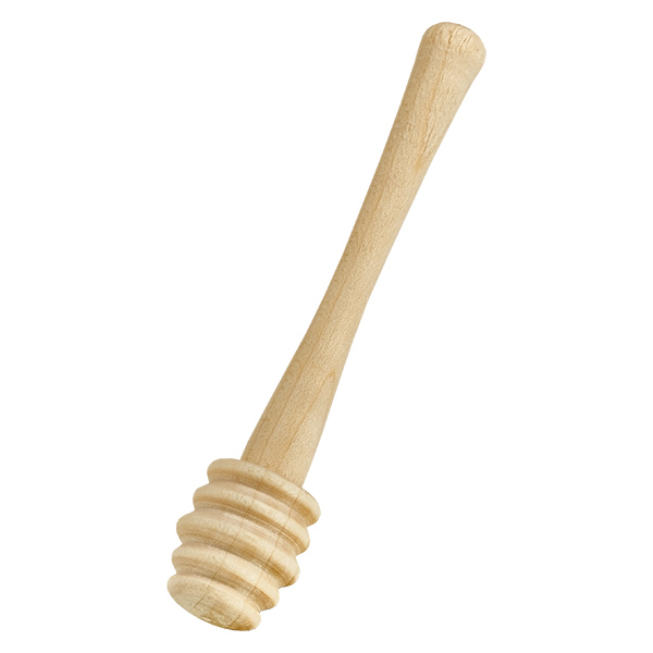 Cucchiaio da miele in robusto legno d'acero / lunghezza 10,5 cm Il robusto cucchiaio da miele in legno d'acero, visto in diagonale, mostra le venature del legno di alta qualità e la forma del manico.