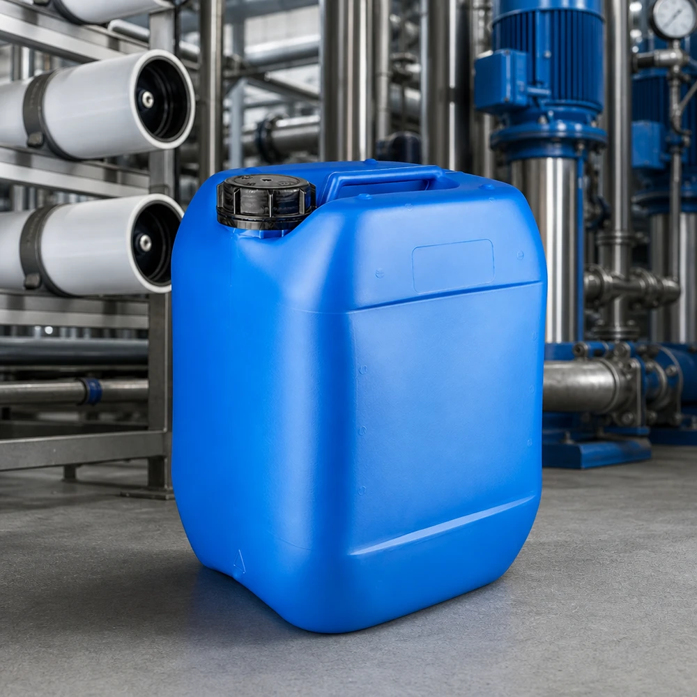 Blauer PE-Kanister 10 Liter mit OV Weithalsverschluss für Chemikalien in Wasseraufbereitung