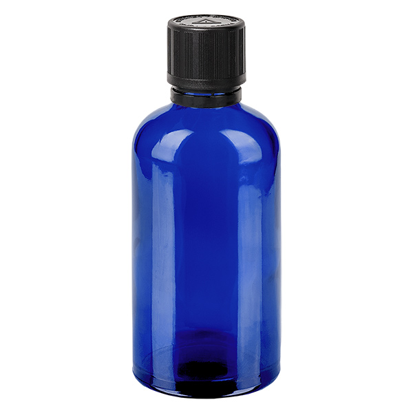 100ml Tropfflasche 1mm schwarz Originalitätsverschluss Kindersicherung Blindenwarnsymbol BlueL. UT18/100