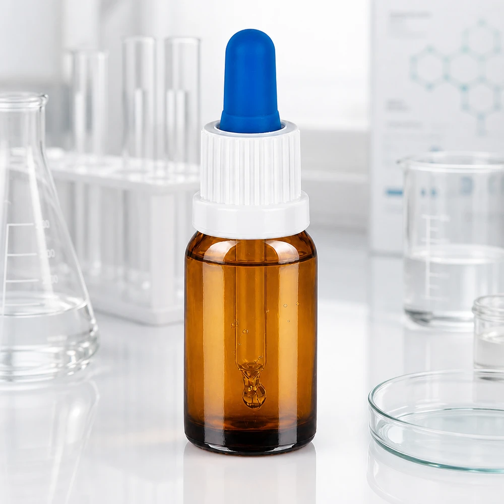 Flacone a pipetta da 10 ml BrownLine con dosaggio preciso a contagocce per applicazioni di laboratorio e cosmetiche