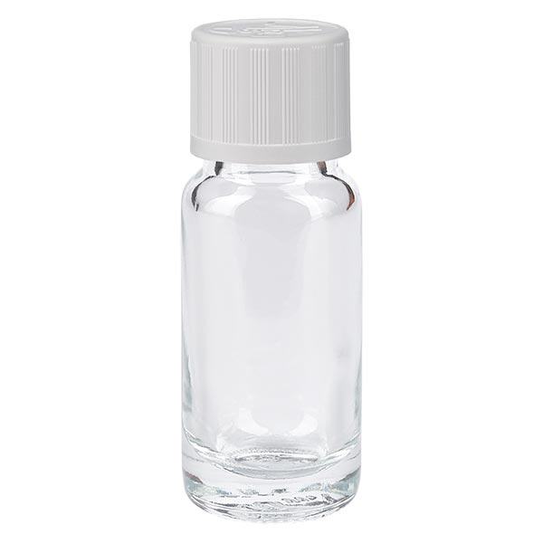 Apothekenflasche klar 10ml Tropfverschluss weiß Kindersicherung Standard