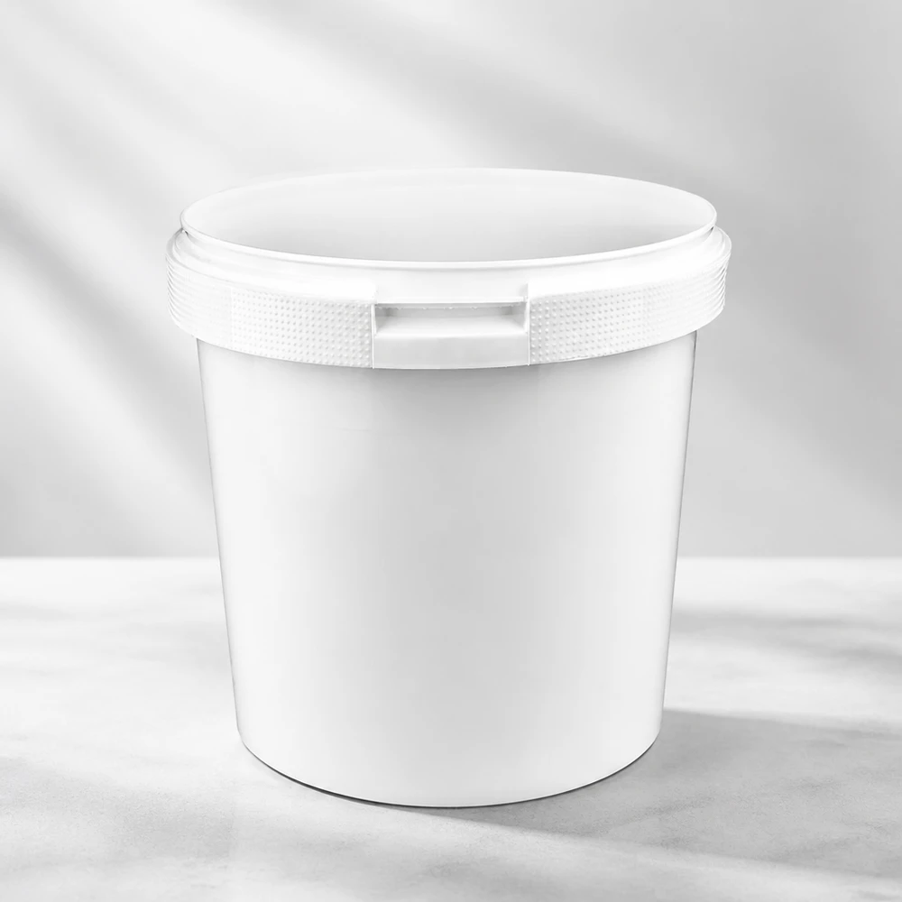 Eimer 2.5L aus weißem Kunststoff Polypropylen ohne Deckel Weißer 2,5L Mehrzweckeimer aus Polypropylen stapelbar und wiederverwendbar